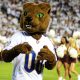 Pitt mascot before the football team faces Virginia Tech on Saturday, Sept. 30, 2023 in Blacksburg, Virginia. (Mitchell Northam / Pittsburgh Sports Now.)