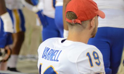 Pitt backup QB Nate Yarnell watches as the Panthers face Virginia Tech on Saturday, Sept. 30, 2023 in Blacksburg, Virginia. (Mitchell Northam / Pittsburgh Sports Now.)